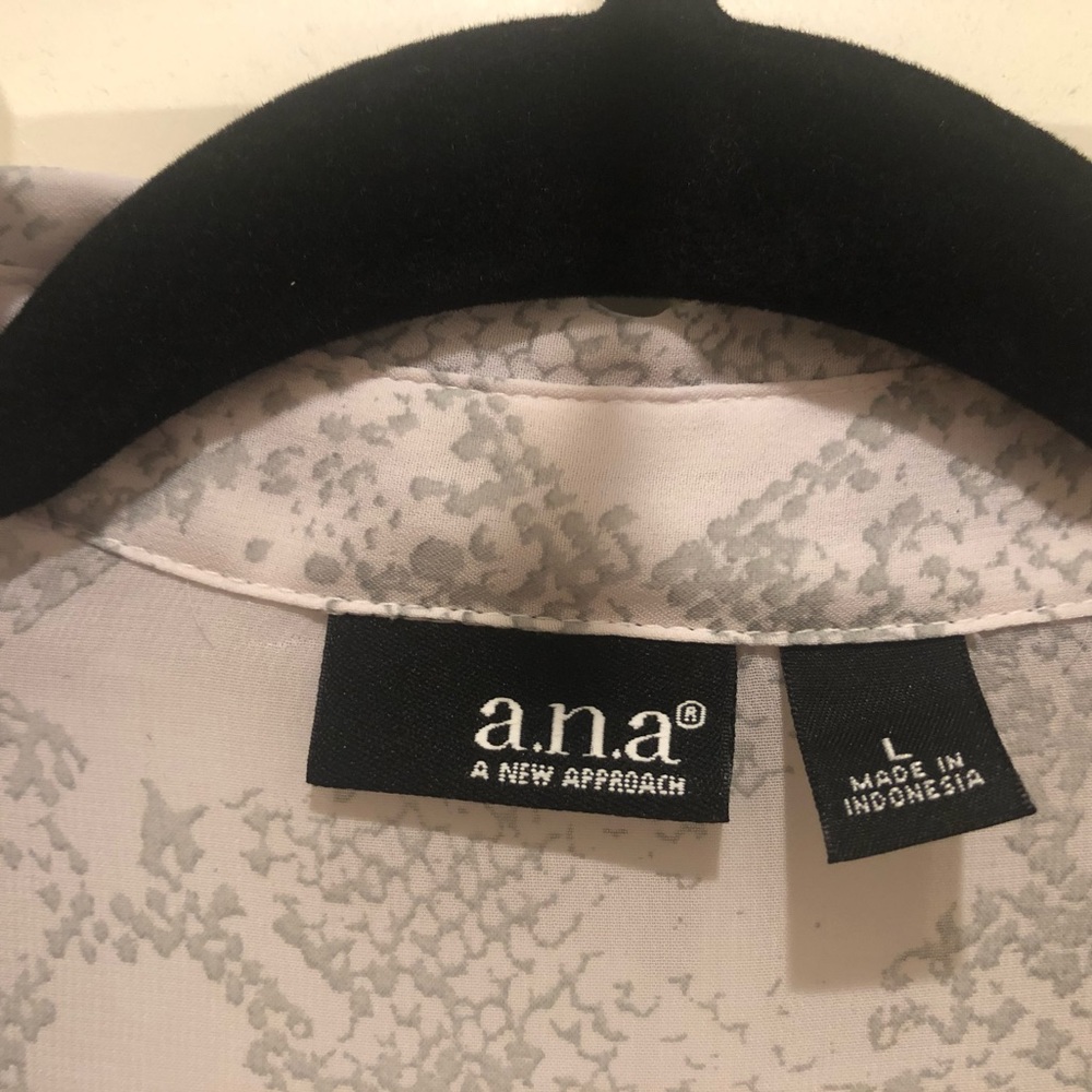 ANA Python Gray Snake Sheer Button Down Blouse - Picture 3 of 5